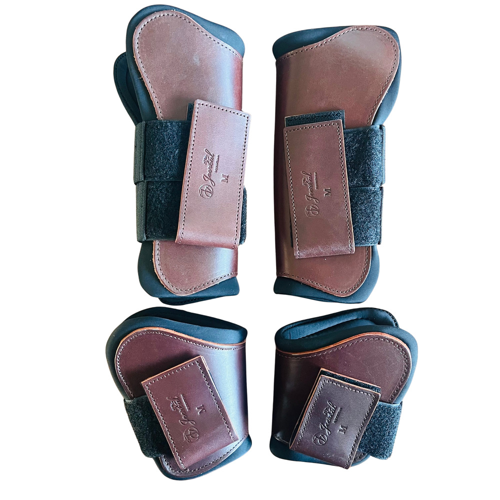 Horse Tendon Boots Open Front and Fetlock Boot (Neoprene & Leather) MEDIUM